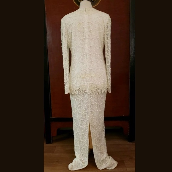 SOLD!Vintage Laurence Kazar Beaded Wedding Dress.L - Picture 4 of 8